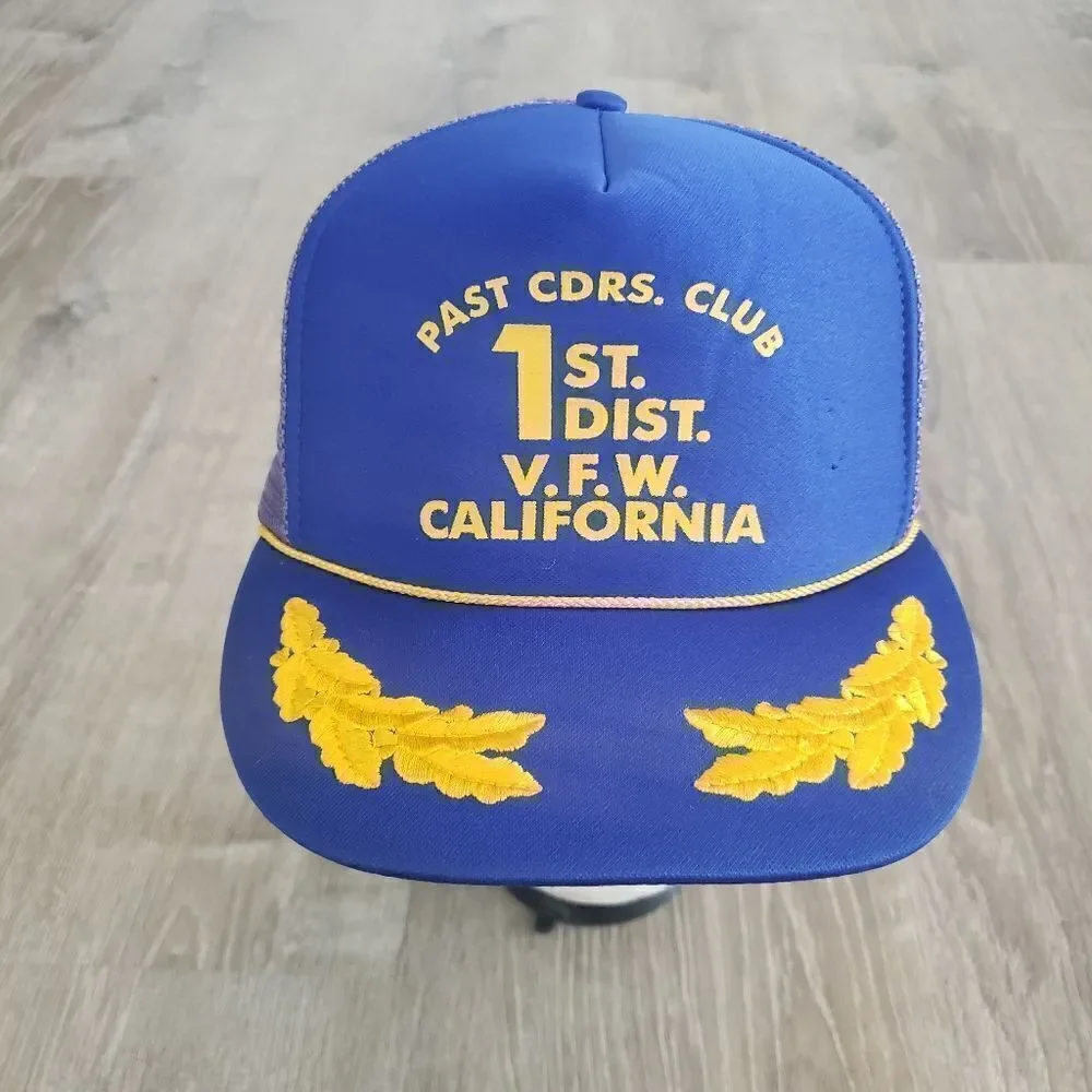 Vintage VFW District 1 Past Commanders Club Adjustable Trucker‎ Snapback Hat Cap